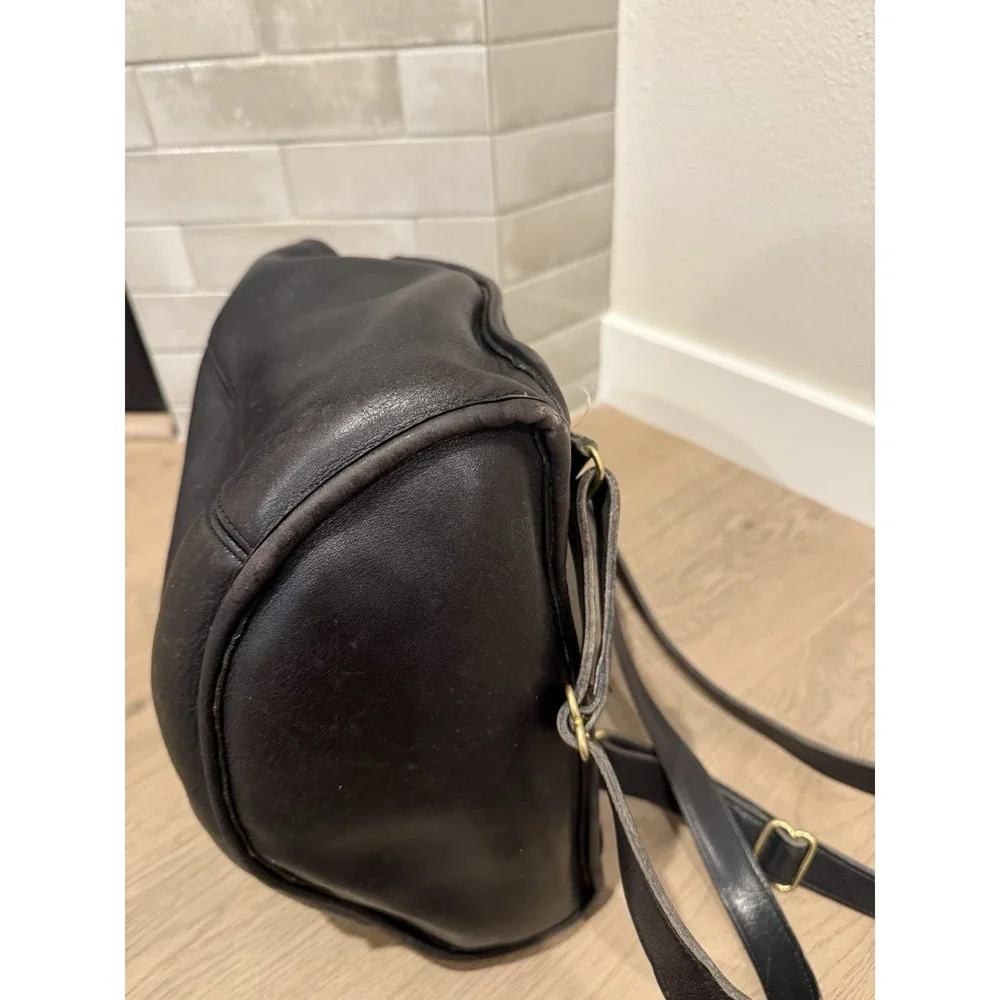 Vintage Coach USA Made Black‎ Leather Backpack 9943 1995 Drawstring Daypack Y2K